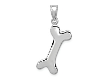 Picture of Rhodium Over 14k White Gold Solid 3D Polished Dog Bone Pendant