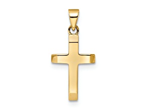 14k Yellow Gold Polished Tapered Ends Cross Pendant