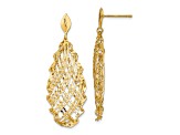 14K Yellow Gold Polished Diamond-cut Post Dangle Earrings