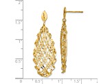 14K Yellow Gold Polished Diamond-cut Post Dangle Earrings