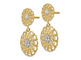 14k Yellow Gold and Rhodium Over 14k Yellow Gold Diamond-Cut Filigree Medallion Dangle Earrings