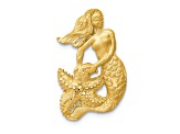 14k Yellow Gold Satin and Diamond-Cut Open-Backed Mermaid Pendant