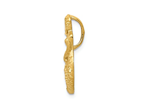 14k Yellow Gold Satin and Diamond-Cut Open-Backed Mermaid Pendant
