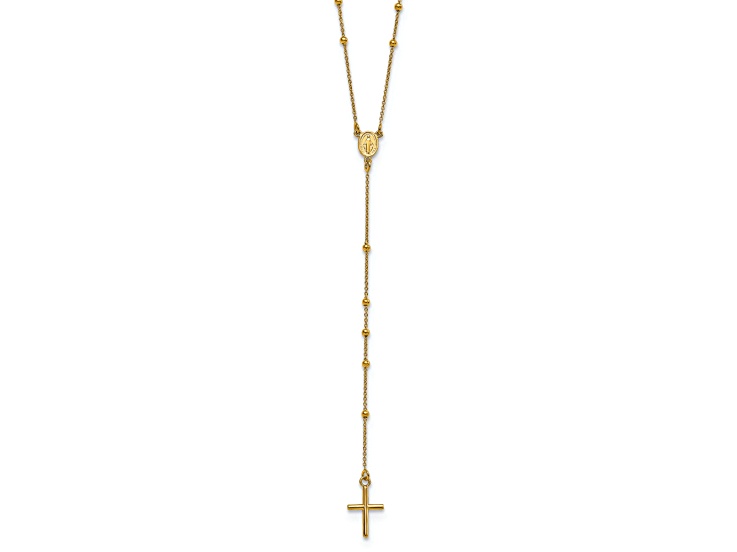 14K Yellow Gold Polished Rosary 24-inch