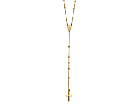 14K Yellow Gold Polished Rosary 24-inch