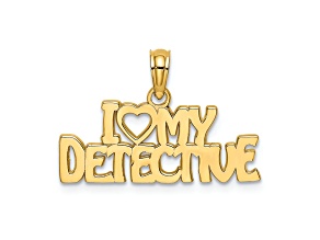 10K Yellow Gold I Love (Heart) My Detective Charm