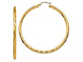 14K Yellow Gold 2 3/16" Diamond-Cut Hoop Earrings