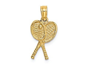 10K Yellow Gold Textured Tennis Racquets with Ball Pendant