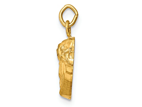 14K Yellow Gold Hollow Polished and Satin Small Jesus Medal Pendant