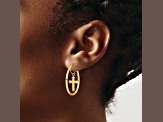 14k Yellow Gold 1 1/4" Diamond-Cut Cross Dangle Hoop Earrings