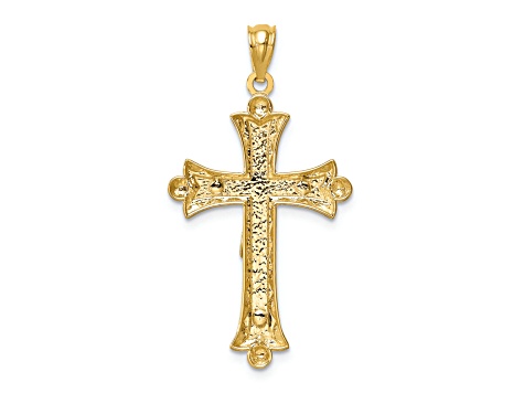 14K Yellow and White Gold Florentine Crucifix Pendant