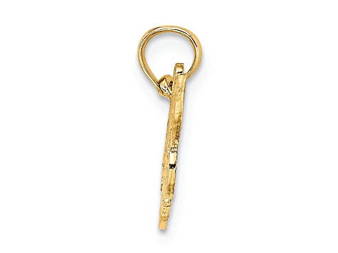 14k Yellow Gold Textured Hockey Mom Charm