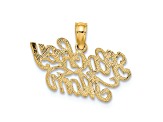 14k Yellow Gold Textured Hockey Mom Charm