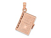 14K Rose Gold 3-D Holy Bible with Lord's Prayer Moveable Charm