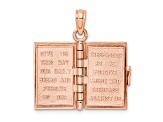 14K Rose Gold 3-D Holy Bible with Lord's Prayer Moveable Charm