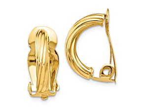 14K Yellow Gold 5/8" Non-Pierced J-Hoop Earrings
