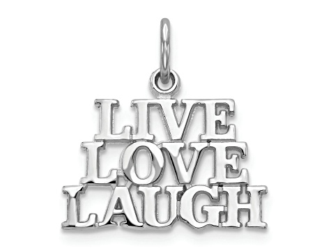Rhodium Over 14k White Gold Polished LIVE LOVE LAUGH Charm