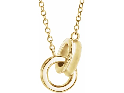 14K Yellow Gold Interlocking Rings Necklace.