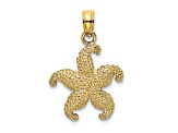 14k Yellow Gold Textured Starfish Pendant