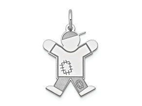 Rhodium Over 14k White Gold Satin Boy with Cap on Left Joy Charm