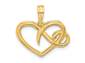 Picture of 14k Yellow Gold Polished Fancy Heart Charm