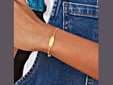 14k Yellow Gold Polished Kids ID with Pink Enameled Puffed Heart Bracelet