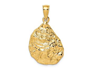 Picture of 14k Yellow Gold Textured and Polished Oyster Shell Charm