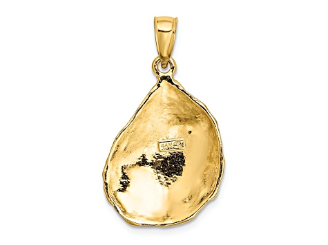 14k Yellow Gold Textured and Polished Oyster Shell Charm