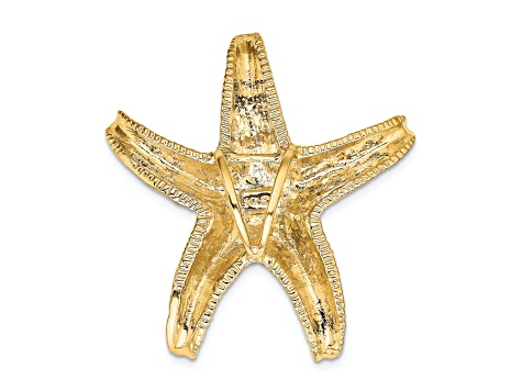 14k Yellow Gold Textured Starfish Slide Pendant