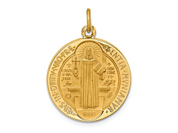 Picture of 14K Yellow Gold Solid Polished/Satin Round Reversible St. Benedict Medal