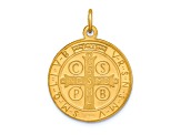 14K Yellow Gold Solid Polished/Satin Round Reversible St. Benedict Medal