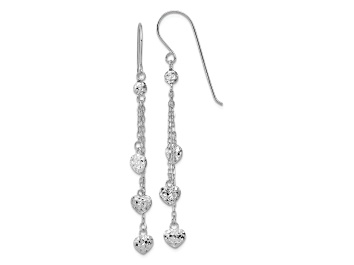Picture of Rhodium Over 14k White Gold Diamond-Cut Triple Heart Dangle Earrings