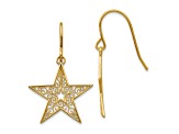 14k Yellow Gold Filigree Star Dangle Earrings