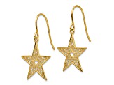 14k Yellow Gold Filigree Star Dangle Earrings