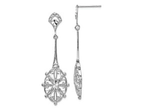Rhodium Over 14k White Gold Diamond-Cut Filigree Dangle Earrings