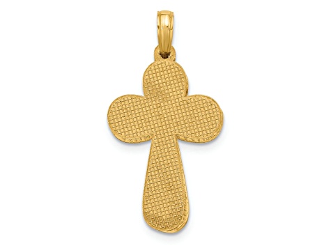 14k Yellow Gold Textured Fancy Cross Pendant