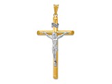 14k Yellow Gold and 14k White Gold Polished Crucifix Pendant
