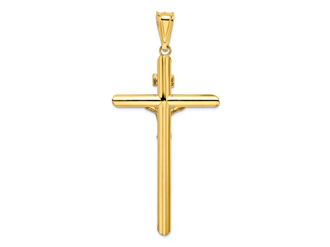 14k Yellow Gold and 14k White Gold Polished Crucifix Pendant