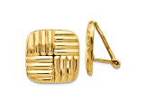 14k Yellow Gold Non-pierced Basket weave Earrings