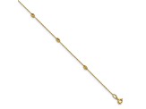 14K Yellow Gold Polished and Diamond-cut with 1-inch Extension Anklet