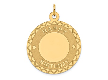 Picture of 14k Yellow Gold Textured and Laser Design Happy Birthday Disc Charm