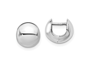 14K White Gold Polished Round Huggie Earrings