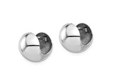 14K White Gold Polished Round Huggie Earrings