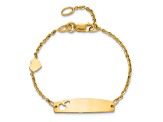 14k Yellow Gold Polished Heart Children's ID Bracelet