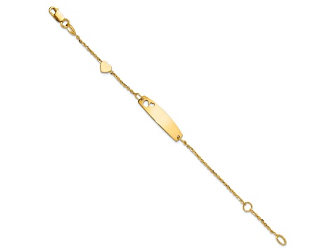 14k Yellow Gold Polished Heart Children's ID Bracelet