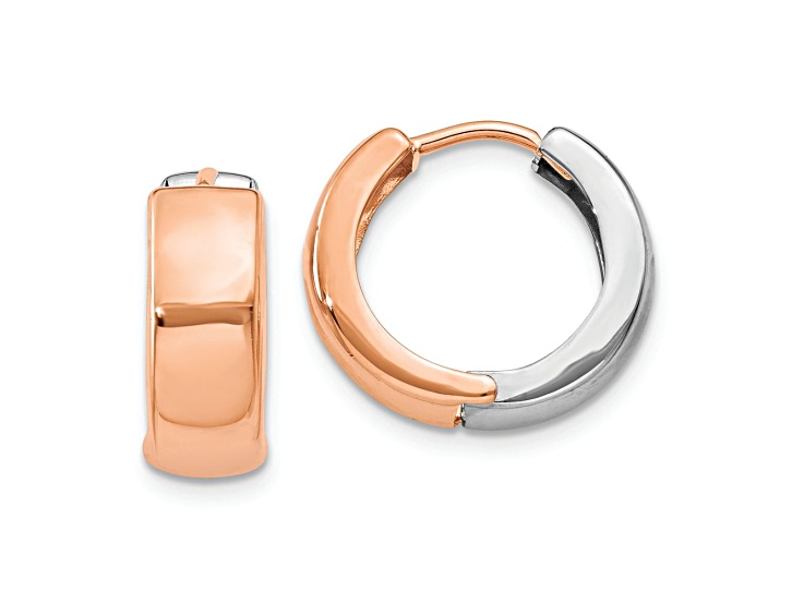 14k Two-tone 3/8" Hinged Hoop Earrings