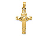 14K Yellow Gold Claddagh Cross Charm