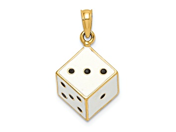 Picture of 14k Yellow Gold with Enamel 3D Dice Charm