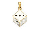 14k Yellow Gold with Enamel 3D Dice Charm