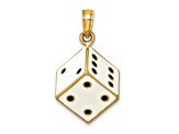 14k Yellow Gold with Enamel 3D Dice Charm